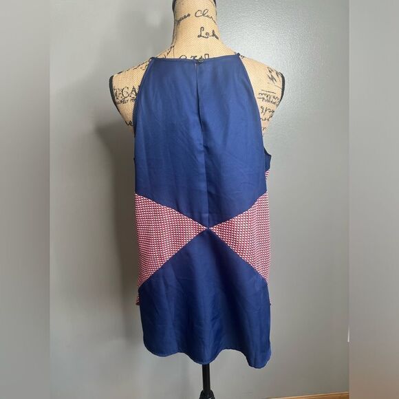 Ann Taylor factory top blouse size LP red white blue summer travel office - Picture 2 of 7